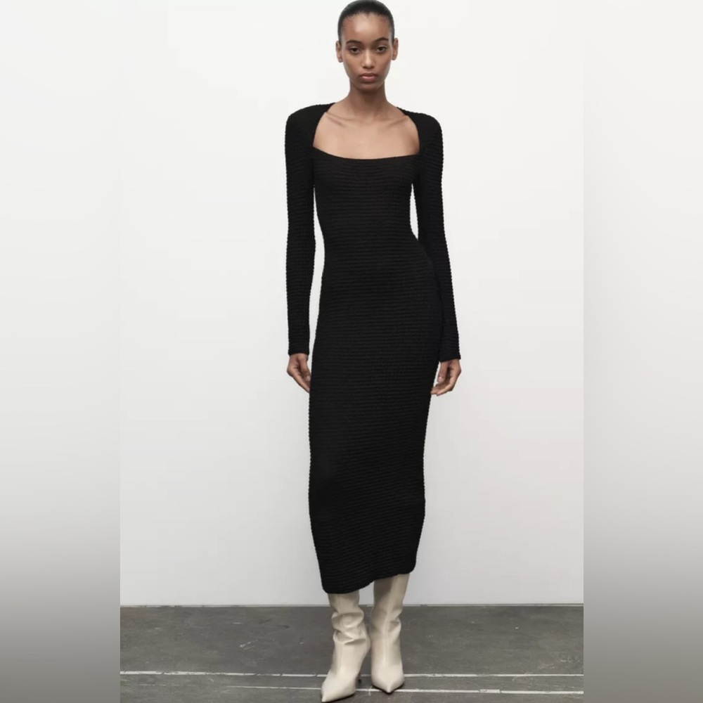 Zara Black Long Sleeve Dress